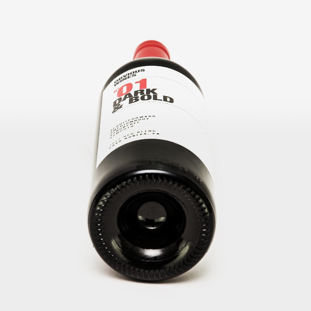 Bottle of Obvious Wines' Dark & Bold red blend