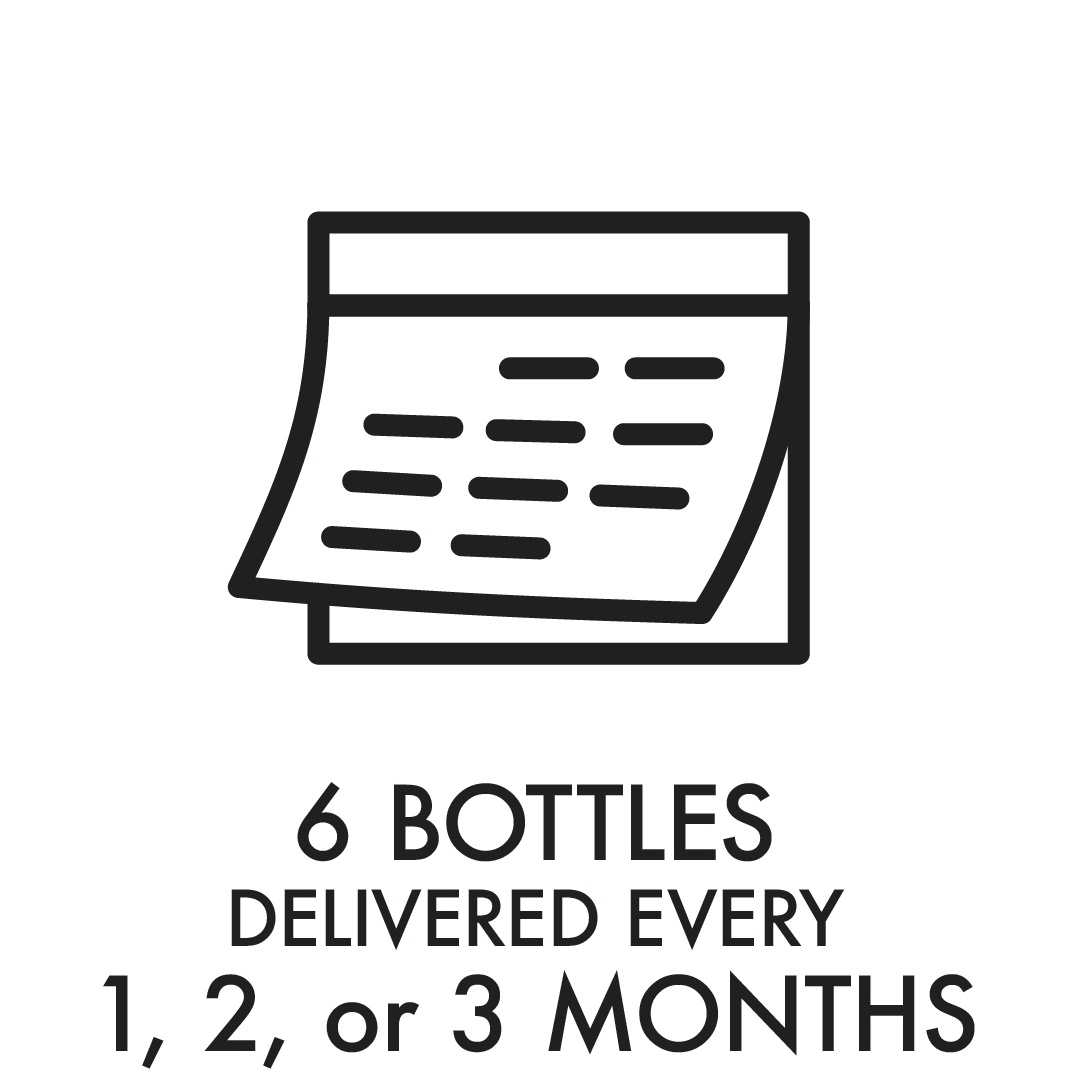 6 bottles delivered every 1, 2 or 3 months